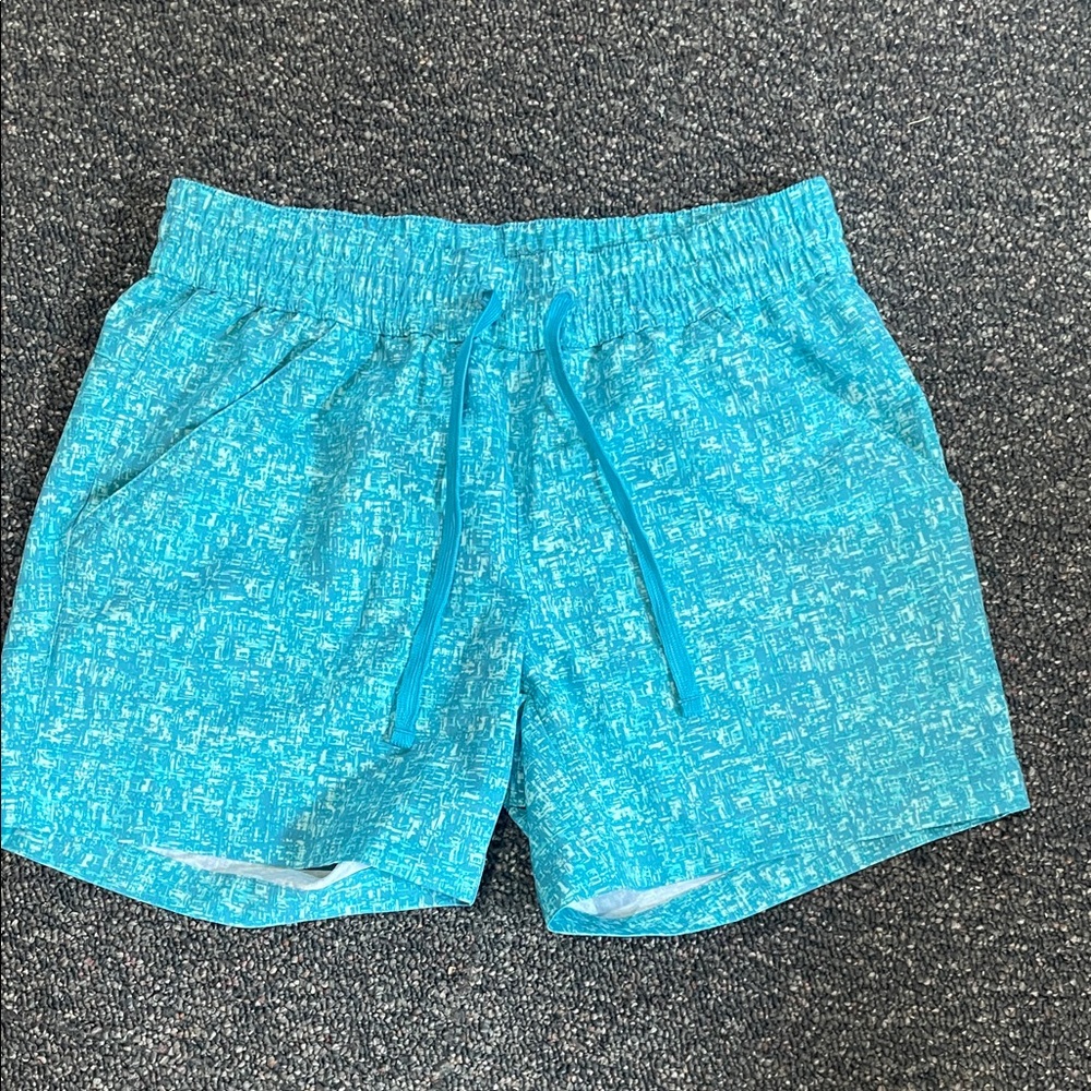 Blue Patterned Swim Shorts